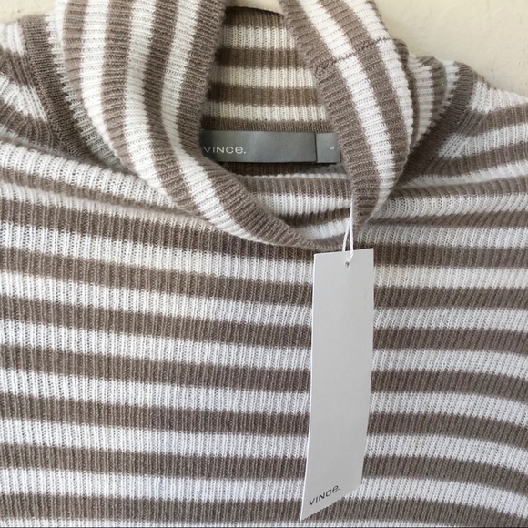 NWT Vince Striped Cashmere Turtleneck Sweater - Picture 4 of 5